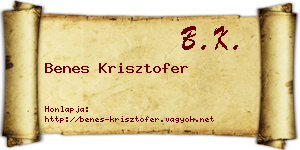 Benes Krisztofer névjegykártya